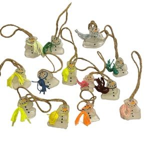 Authentic Lake Erie Beach Glass/ Sea Glass Picked all Myself Snowman Ornaments